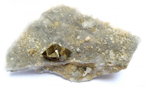 Chalcopyrite
Georg Mine, Willroth, Altenkirchen, Wied Iron Spar District, Westerwald, Rhineland-Palatinate, Germany
Specimen size 7 cm, crystal 14 mm (Author: Tobi)