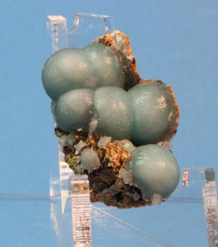 Hemimorphite
79 Mine, Gila County, Arizona, USA
3.0 x 2.0 cm
Blue botryroidal crystallized hemimorphite (Author: Don Lum)