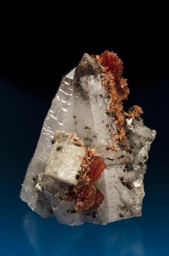 Inesite with Hubeite and pyrite on quartz with fluorapophyllite epitaxially coating calcite. 
Fengjiashan Mine, Daye Co., Huangshi, Hubei, China
10.3 cm x 12.8 cm x 7.6 cm (Author: Gail)