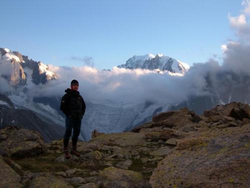 Mont-Blanc, Mer de Glace, et Moi.
This photo taken 2005, from near the Courvercle Hut. (Author: Mike Wood)