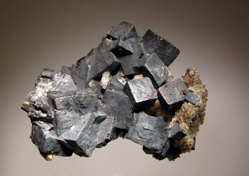 Galena
Ramsbeck, Sauerland, North Rhine-Westphalia, Germany
5.3 x 7.3 cm
Semi-lustrous lead-gray cubic crystals of galena to 1.7 cm on edge. (Author: crosstimber)