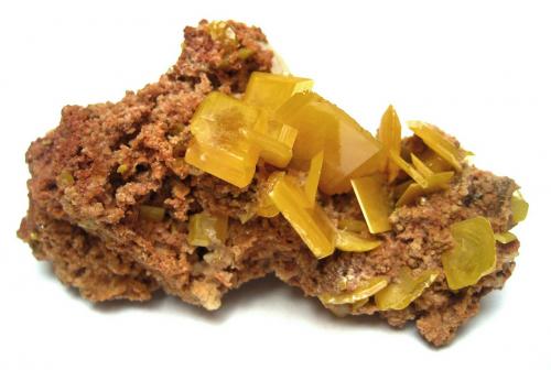 Wulfenite
Touissit, Touissit District, Oujda-Angad Province, Oriental Region, Morocco
Specimen size 7 cm, largest crystal 13 mm (Author: Tobi)