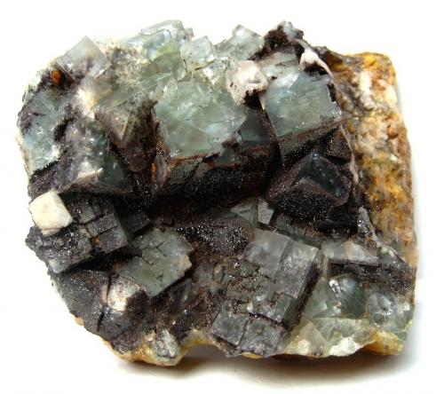 Fluorite, hematite
Ilse Mine, Kaltbrunn, Schenkenzell, Black Forest, Baden-Württemberg, Germany
7,5 cm (Author: Tobi)