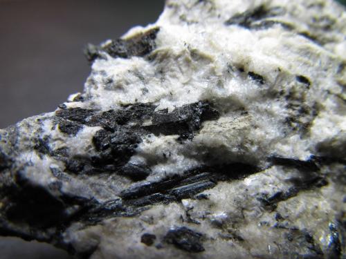 Aenigmatita
Mont Saint-Hilaire, La Vallée-du-Richelieu RCM, Montérégie, Québec, Canadá
3 cm. ancho de campo
Detalle que muestra la estriación de los cristales. (Autor: prcantos)