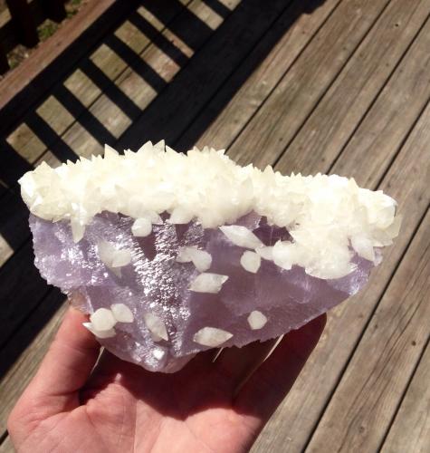 Fluorite, Calcite
Knight Mine, Cave-in-Rock, Cave-in-Rock Sub-District, Illinois - Kentucky Fluorspar District, Hardin Co., Illinois, USA
12cm (Author: laayla21506)