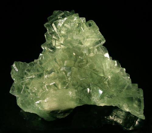 Fluorita
Xianghuapu mine, Lanshan, Chenzhou, Hunan prov., China
30x30cm, cristales hasta 6cm de arista
Hielo verde. Pieza enteramente flotante sobre un pedazo de matriz que se vé nitidamente a traves de los cristales. La parte posterior está recristalizada completamente. (Autor: Raul Vancouver)