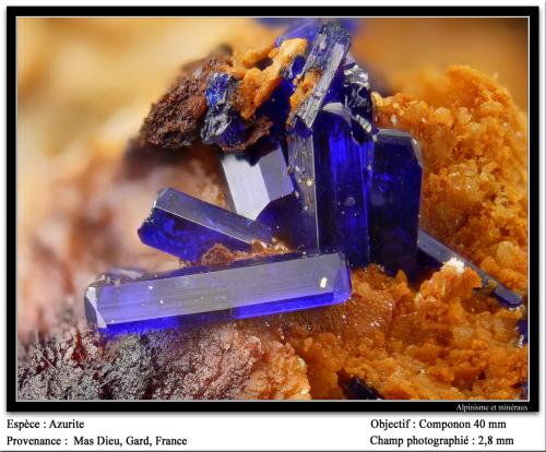 Azurite
Mas Dieu, Mercoirol, Gard, Languedoc-Roussillon, France
fov 3 mm (Author: ploum)