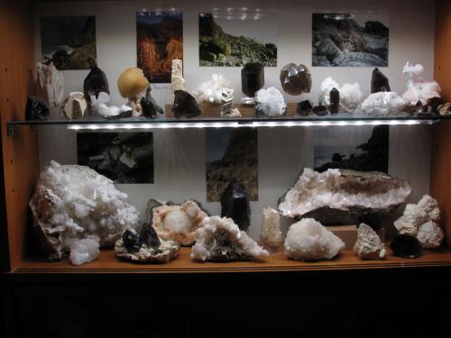 One half of my mineral display.
Cabinet is 80cm x 50cm.
Six (2W) LED (4100K) strips. (Author: Mike Wood)