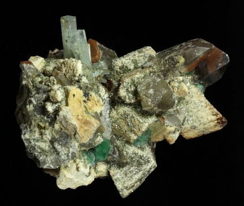 Beryl ( var. aquamarine ) with Quartz and Fluorite on Microcline
Erongo Mts., Erongo Region, Namibia
119 x 97 x 90 mm (Author: GneissWare)