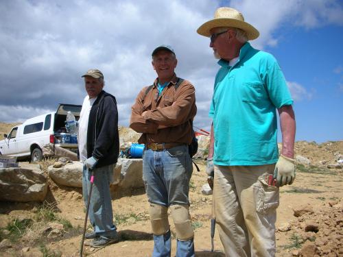 Paul Geffner, Scott Wershky and Noel Dedora on site conferring about the dig. (Author: Tony L. Potucek)