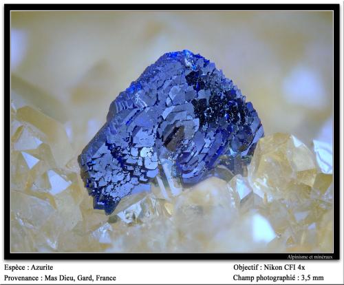 Azurite
Mas Dieu, Mercoirol, Gard, Languedoc-Roussillon, France
fov 3.5 mm (Author: ploum)