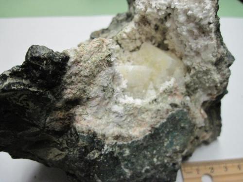 Apophyllite-(KF), calcite
Upper New Street Quarry, Paterson, New Jersey, USA
12 cm (Author: Gary Moldovany)