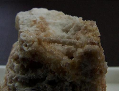 Baryte (possibly) with Calcite.
Unnamed dump below Dam Rigg Level, Arkengarthdale, North Yorkshire, England, UK..
20 mm across.
Unknown (Possibly Baryte) with micro Calcite crystals coating it. (Author: nurbo)