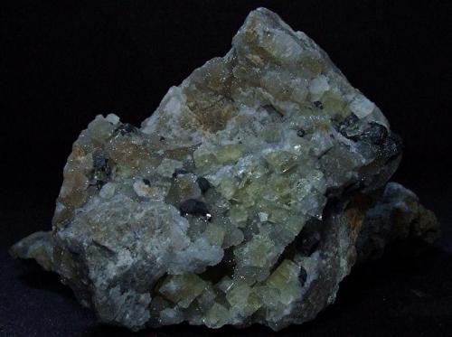 Fluorite Galena and Quartz.
Hartsop Hall, Patterdale, Cumbria, UK.
40 x 35 mm (Author: nurbo)