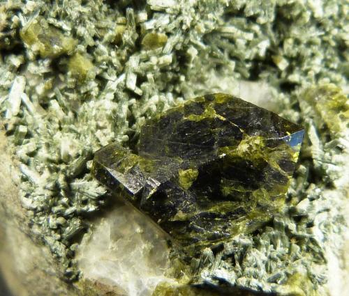 Epidota con Anfíbol (variedad uralita)<br />Mina Calumet, Distrito Turret, Condado Chaffee, Colorado, USA<br />5 x 5,5 x 3 cm.<br /> (Autor: Felipe Abolafia)