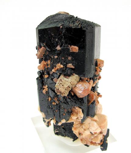 Aegirina, zircón, ortoclasa, parisita-(Ce)<br />Mount Malosa, Zomba District, Malawi<br />82 mm x 66 mm. Cristal principal: 82 mm de altura<br /> (Autor: Carles Millan)