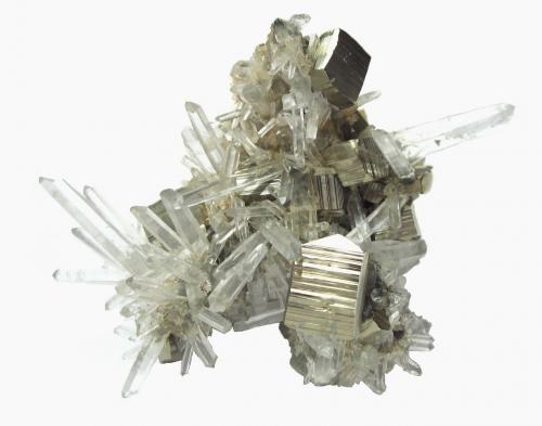Pyrite, quartz<br />Alimon Mine (Animon Mine), Huaron mining district, Huayllay District, Pasco Province, Pasco Department, Peru<br />Specimen 6,5 cm<br /> (Author: Tobi)