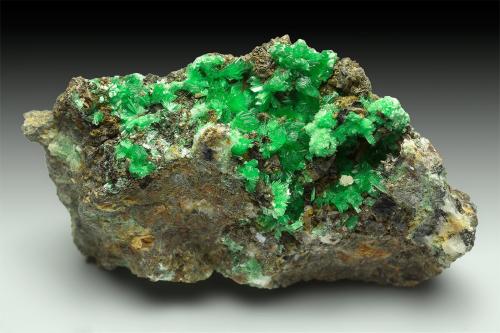 Annabergite (Mg-bearing annabergite)<br />Km-3 Mine, Lavrion, Lavrion Mining District, Attikí (Attica) Prefecture, Greece<br />4 x 2 x 2.5 cm<br /> (Author: xdxucn)