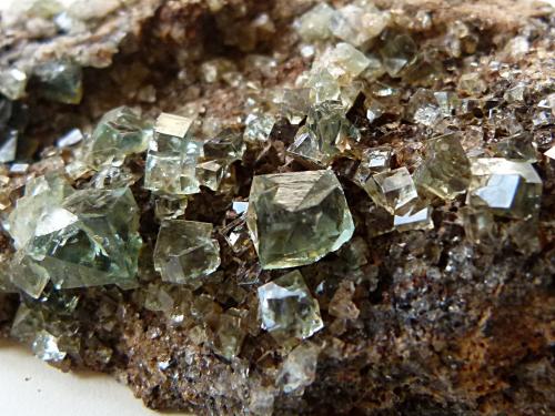 Fluorite
Rogerley Mine, Frosterley, Weardale, England, UK
10.5 x 6 x 2.5cm.
Fluorite (green). Weight 213 gr.
close up (Author: captaincaveman)