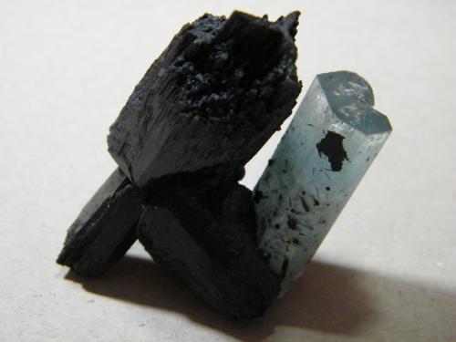 Beryl (var. aquamarine) on Schorl<br />Erongo Mountain, Usakos, Erongo Region, Namibia<br />45x50mm<br /> (Author: Heimo Hellwig)