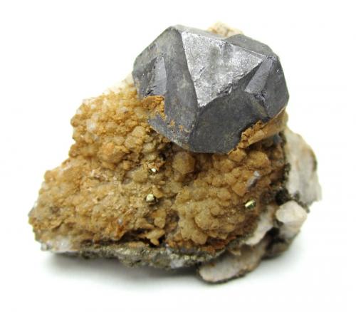 Galena<br />Große Burg Mine, Altenseelbach, Neunkirchen, Siegerland, North Rhine-Westphalia/Nordrhein-Westfalen, Germany<br />Galena crystal 1,5 cm, whole specimen 4 cm<br /> (Author: Tobi)