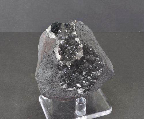 Quartz (var. smokey) and Hematite (var. specularite)<br />Florence Mine, Egremont, West Cumberland Iron Field, former Cumberland, Cumbria, England / United Kingdom<br />5.0 x 5.5 cm<br /> (Author: captaincaveman)