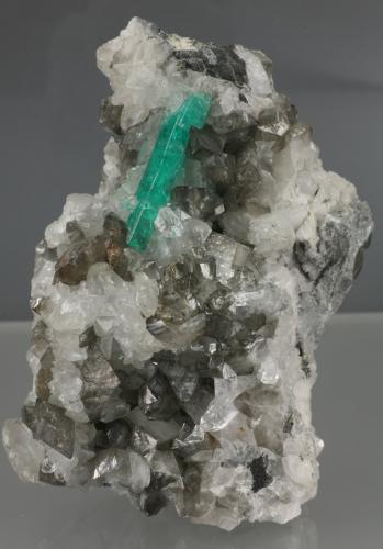 Beryl (variety emerald), Calcite, Quartz<br />Coscuez (distrito minero), Municipio San Pablo de Borbur, Cinturón Esmeraldífero Occidental, Departamento Boyacá, Colombia<br />75x60x40mm<br /> (Author: Fiebre Verde)