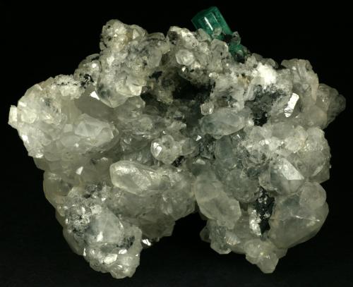 Beryl (variety emerald), Calcite<br />La Pita mining district, Polveros Mine, Municipio Maripí, Western Emerald Belt, Boyacá Department, Colombia<br />80x55x80mm<br /> (Author: Fiebre Verde)