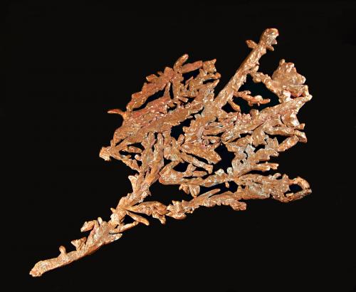 Copper<br />Mohawk Mine, Mohawk, Keweenaw County, Michigan, USA<br />0.5 x 9.4 x 15.8 cm<br /> (Author: crosstimber)