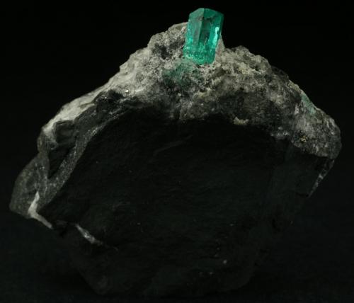 Beryl (variety emerald), Calcite, Pyrite, Quartz<br />Coscuez mining district, Municipio San Pablo de Borbur, Western Emerald Belt, Boyacá Department, Colombia<br />50x20x45mm<br /> (Author: Fiebre Verde)