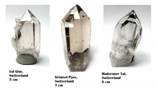 Smoky quartz<br />Switzerland<br />Smallest one 5, largest one 7 cm<br /> (Author: Tobi)