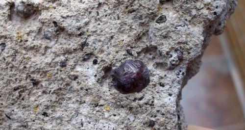 Almandino (grupo granate)<br />Rambla de las Granatillas, El Hoyazo, Níjar, Comarca Metropolitana de Almería, Almería, Andalusia, Spain<br />6 x 3 cm (cristal de 5 mm)<br /> (Autor: Cristalino)