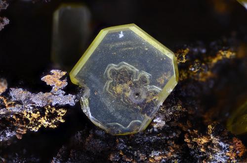 Wulfenita<br />Ojuela Mine, Mapimí, Municipio Mapimí, Durango, Mexico<br />Campo de visión 6 mm.<br /> (Autor: Juan Miguel)