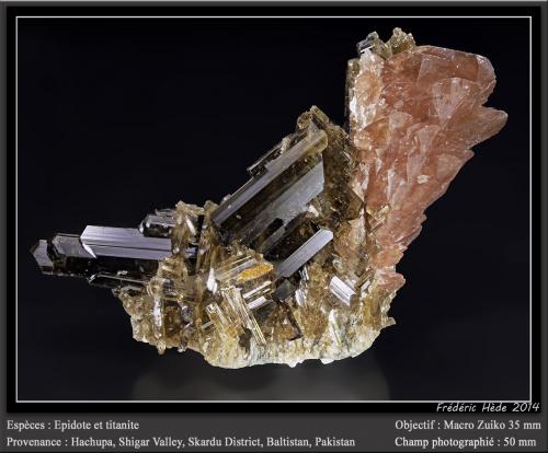 Titanite with Epidote<br />Shigar Valley, Shigar District, Gilgit-Baltistan (Northern Areas), Pakistan<br />fov 50 mm<br /> (Author: ploum)
