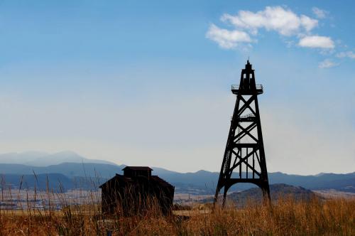 The Diamond Bell was the first mine in Butte to have a steel headframe erected in 1898. Steel headframes were often disassembled and moved to a new mine when the original site was no longer productive. (Author: crosstimber)