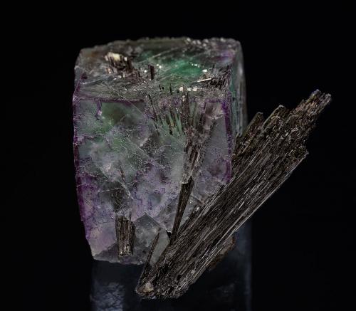 Fluorite, Schorl<br />Erongo Mountain, Usakos, Erongo Region, Namibia<br />3.9 x 3.0 cm<br /> (Author: am mizunaka)