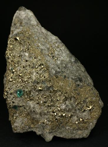 Beryl (variety emerald), Calcite, Pyrite<br />Chivor mining district, El Acuario Mine, Municipio Chivor, Eastern Emerald Belt, Boyacá Department, Colombia<br />105x45x80mm<br /> (Author: Fiebre Verde)