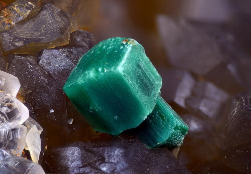Torbernita<br />Le Boucheron, Davignac, Corrèze, Nouvelle-Aquitaine, France<br />Campo de visión 4 mm.<br /> (Autor: Juan Miguel)