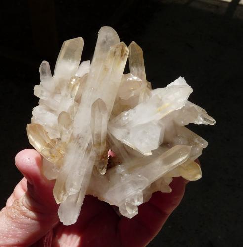 Quartz<br /><br />Hands for size.<br /> (Author: Pierre Joubert)