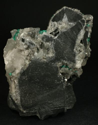 Beryl (variety emerald), Calcite<br />La Pita mining district, Municipio Maripí, Western Emerald Belt, Boyacá Department, Colombia<br />75x55x90mm<br /> (Author: Fiebre Verde)