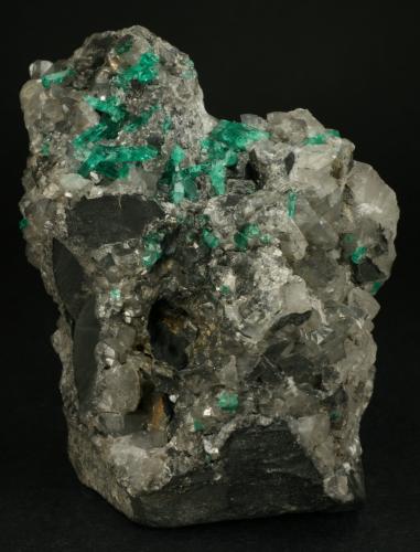 Beryl (variety emerald), Calcite<br />La Pita mining district, Municipio Maripí, Western Emerald Belt, Boyacá Department, Colombia<br />75x55x90mm<br /> (Author: Fiebre Verde)