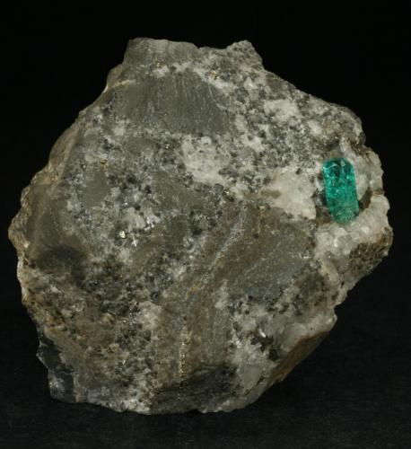 Beryl (variety emerald), Calcite, Pyrite<br />Chivor mining district, Municipio Chivor, Eastern Emerald Belt, Boyacá Department, Colombia<br />60x60mm<br /> (Author: Fiebre Verde)