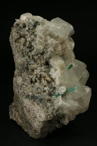 Beryl (variety emerald), Calcite, Pyrite<br />Chivor mining district, Municipio Chivor, Eastern Emerald Belt, Boyacá Department, Colombia<br />80x65x60mm<br /> (Author: Fiebre Verde)