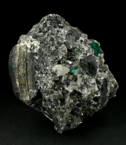 Beryl (variety emerald), Calcite, Pyrite<br />La Pita mining district, Municipio Maripí, Western Emerald Belt, Boyacá Department, Colombia<br />85x70x60mm<br /> (Author: Fiebre Verde)