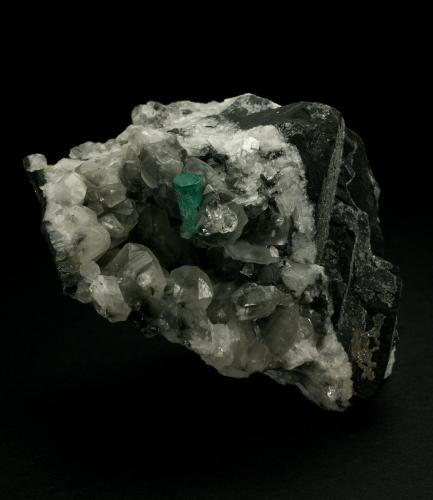 Beryl (variety emerald), Calcite, Quartz<br />La Pita (distrito minero), Municipio Maripí, Cinturón Esmeraldífero Occidental, Departamento Boyacá, Colombia<br />60x45x52mm<br /> (Author: Fiebre Verde)