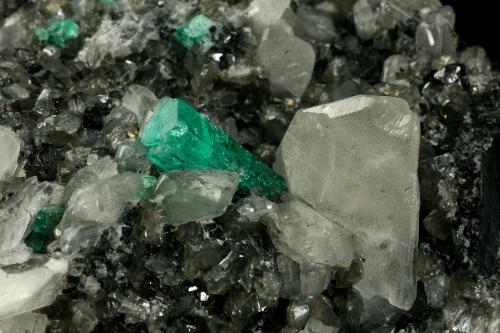 Beryl (variety emerald), Calcite, Pyrite<br />Coscuez mining district, Municipio San Pablo de Borbur, Western Emerald Belt, Boyacá Department, Colombia<br />95x75x75mm, xl=15mm<br /> (Author: Fiebre Verde)