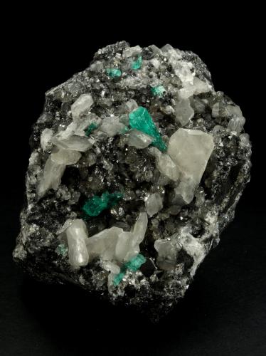 Beryl (variety emerald), Calcite, Pyrite<br />Coscuez mining district, Municipio San Pablo de Borbur, Western Emerald Belt, Boyacá Department, Colombia<br />95x75x75mm, xl=15mm<br /> (Author: Fiebre Verde)