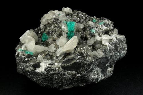 Beryl (variety emerald), Calcite, Pyrite<br />Coscuez mining district, Municipio San Pablo de Borbur, Western Emerald Belt, Boyacá Department, Colombia<br />95x75x75mm, xl=15mm<br /> (Author: Fiebre Verde)