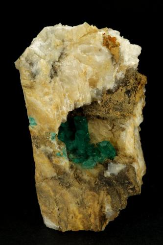 Beryl (variety emerald), Calcite<br />Peñas Blancas Mine, Municipio San Pablo de Borbur, Western Emerald Belt, Boyacá Department, Colombia<br />78x47x31mm<br /> (Author: Fiebre Verde)