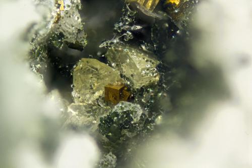 Daqingshanite-(Ce)<br />Poudrette Quarry, Mont Saint-Hilaire, La Vallée-du-Richelieu RCM, Montérégie, Québec, Canada<br />FOV = 2mm<br /> (Author: Doug)